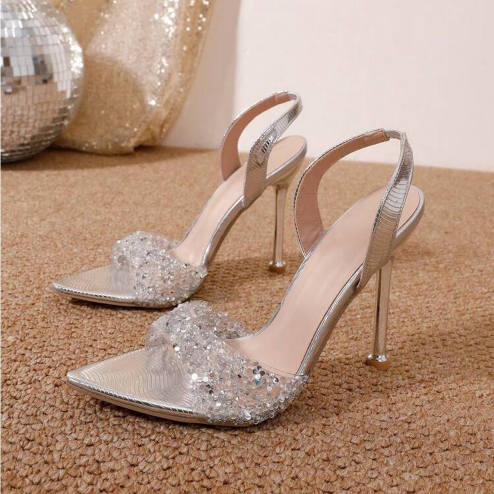 Elegant Silver Stiletto Heels